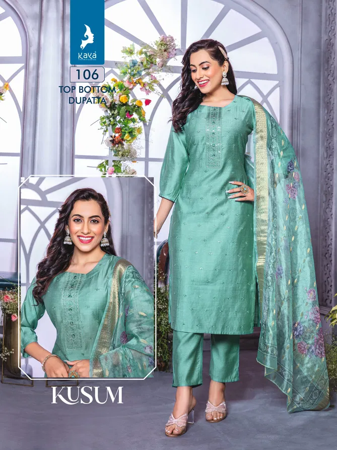 Kusum By Kaya Vatican Silk Kurti With Bottom Dupatta Suppliers In India